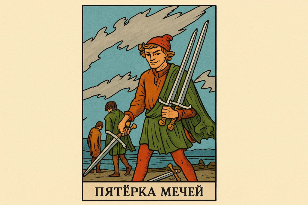 Пятёрка Мечей в Таро: ключевые значения карты, её символика и роль в раскладах Пятёрка Мечей в Таро: ключевые значения карты, её символика и роль в раскладах