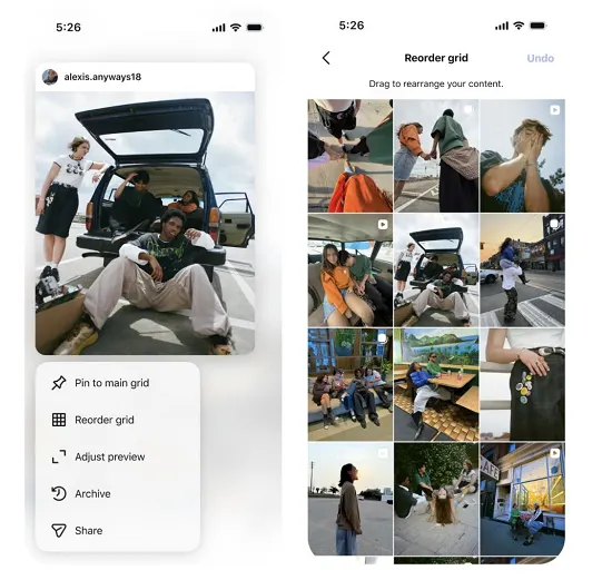 Instagram запустил функцию изменения порядка публикаций в профиле без удаления постов